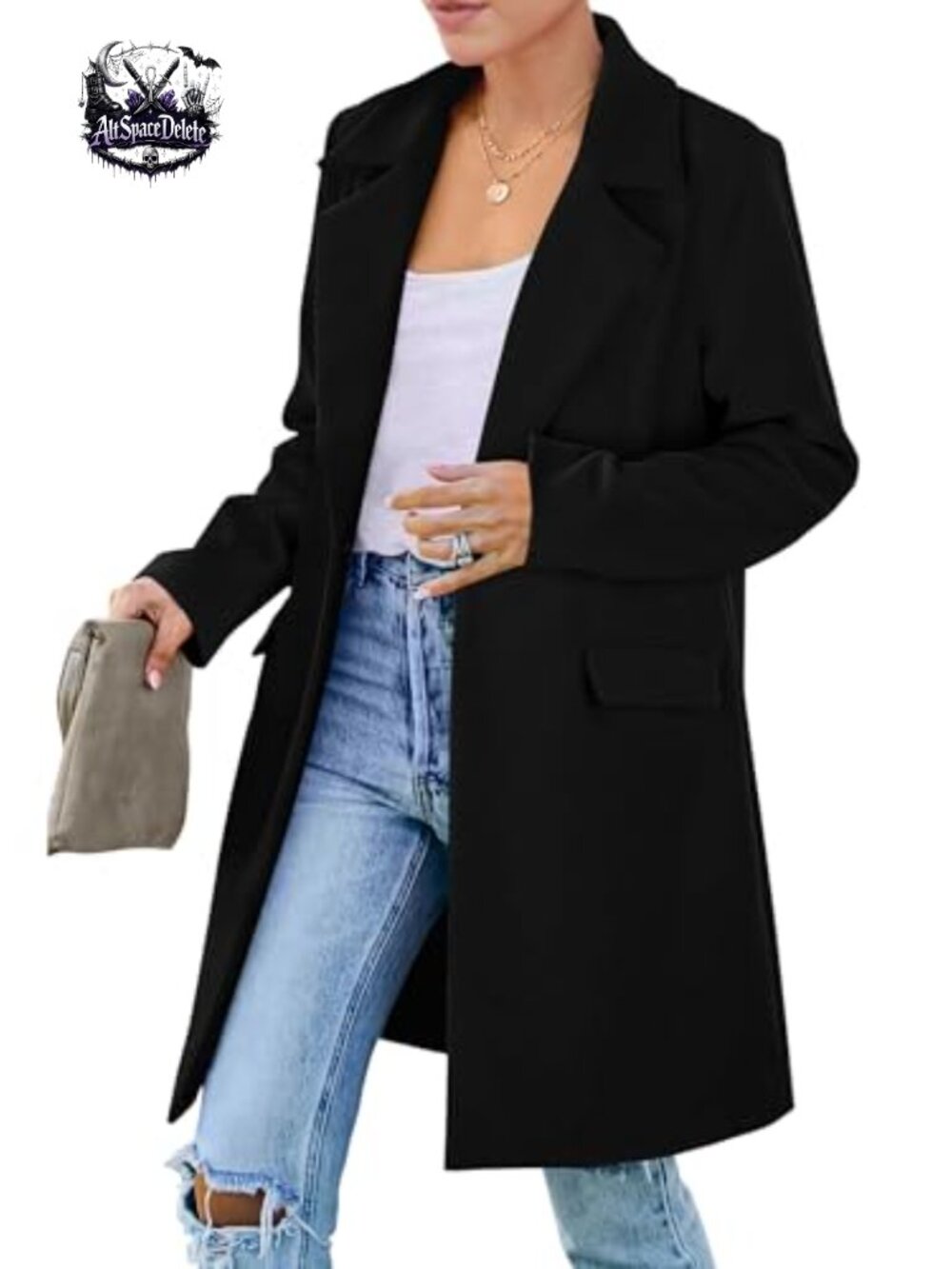 Women's Long Blazer Jacket Polyester Blend Loose Fit Business Casual Work Wear